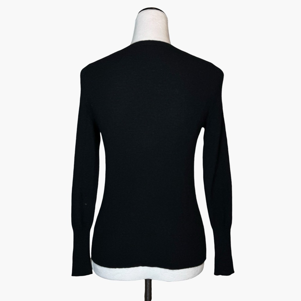 Halogen 100% Cashmere V-Neck Sweater XS Petite Black Quiet Luxury Minimalist - Picture 2 of 6